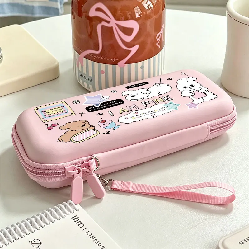 마카롱 컬러 하드 스토리지 가방 닌텐도 스위치 라이트/OLED용 메쉬 포켓이 있는 휴대용 여행용 게임 액세서리 보관 가방