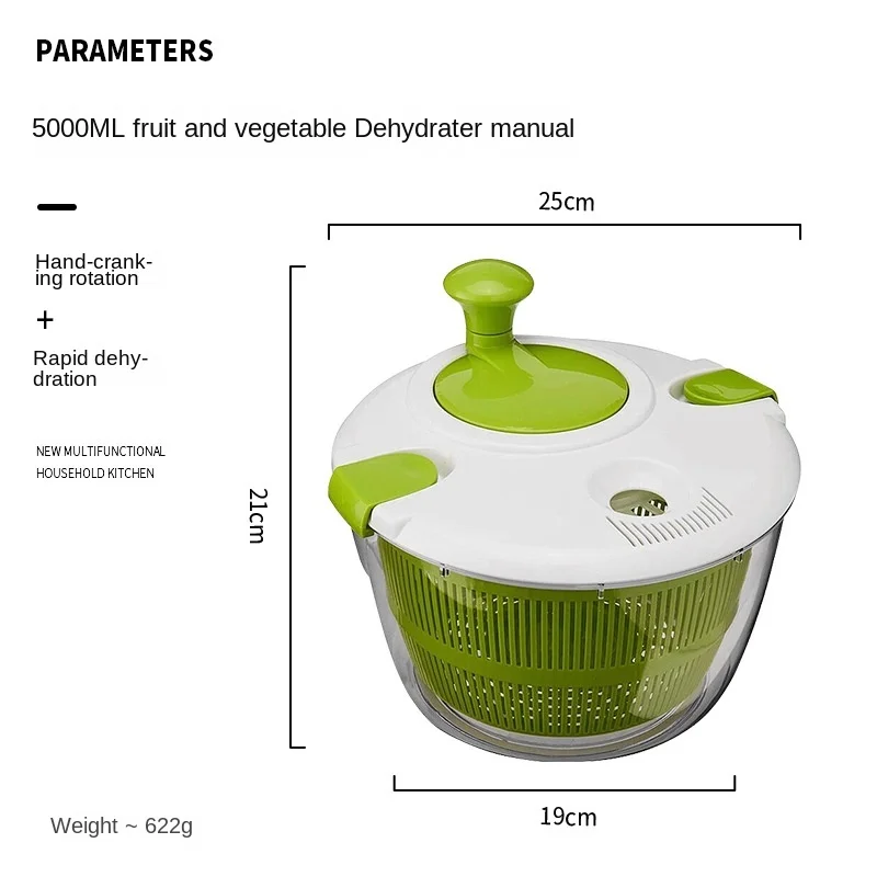 Vegetable Dehydrator Electric Quick Cleaning Dryer Fruit and Vegetable Dry and Wet Separation Draining Salad Spinner Home Gadget vegetable dehydrator