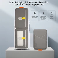 Premium PU Leather Magnetic Phone Card Holder, RFID Anti-Skimming Wallet Compatible with Magnetic Wireless Charging Smartphones, 4