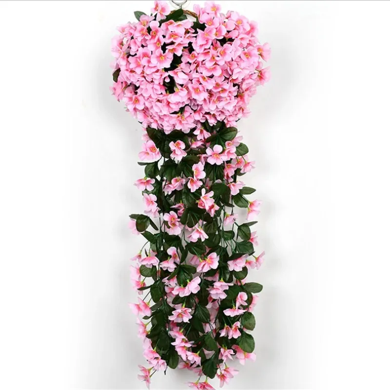 100CM Violet Artificial Flower Party Decoration Simulation Valentine S Day Wedding Wall Hanging Basket Flower Orchid Fake