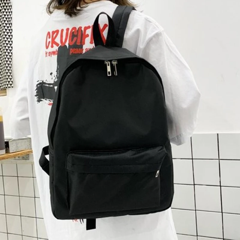 

Small Backpacks For School Teenagers Girls Nylon Women Backpack White Bookbag Fashion Solid Color Travel Backpack Street Trend
