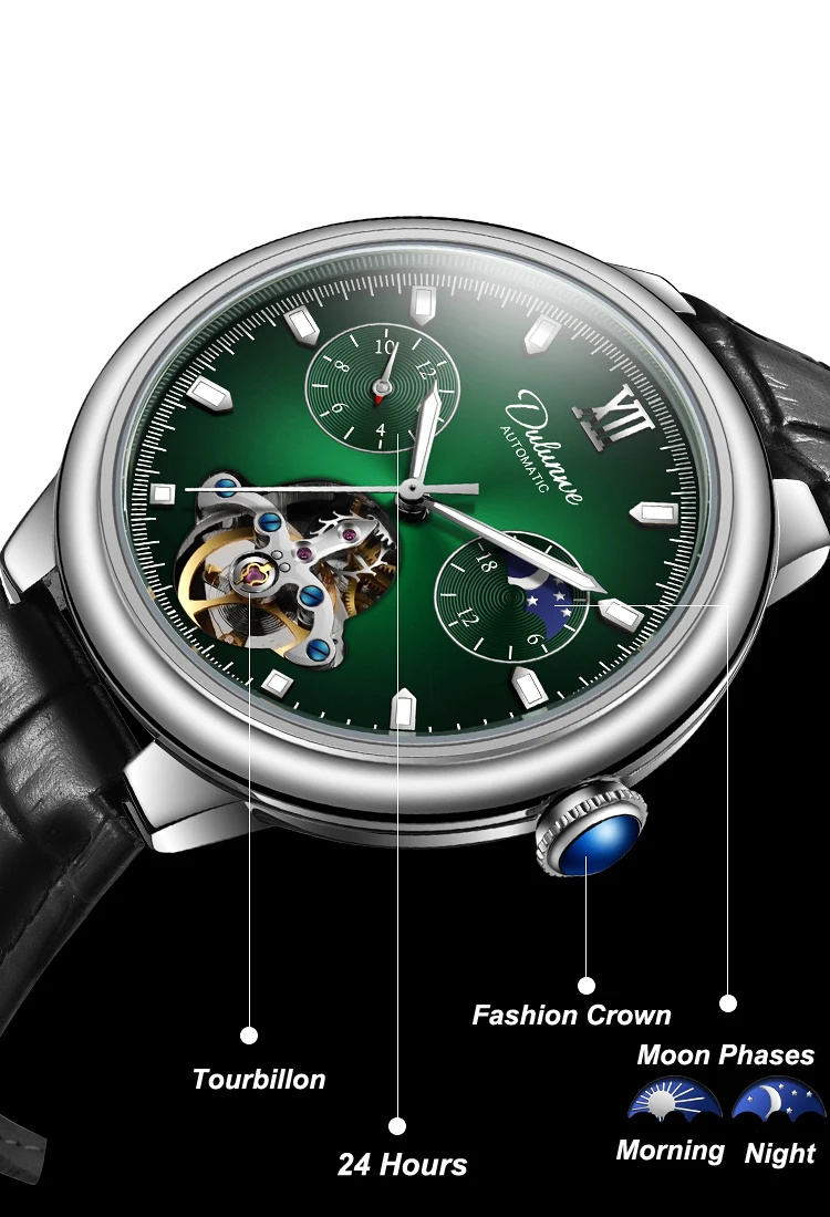 Luxus Herren Neue Mechanische Skelett Uhren Mode Tourbillon Automatische Aushöhlen Uhr Wasserdicht Casual Leuchtende Uhr_voghion.com