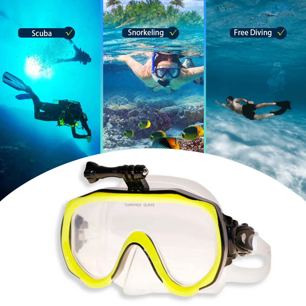 Adult Goggles Snorkelling Mask Built-in Camera Mount Diving Goggles