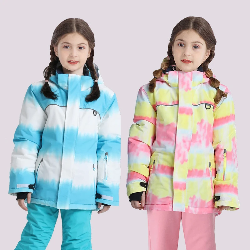 

2022 Hooded Baby Girl Ski Jackets Warm Children Waterproof Mountain Sport Snow Coats Outdoor Kids Outerwear Windproof Clothes