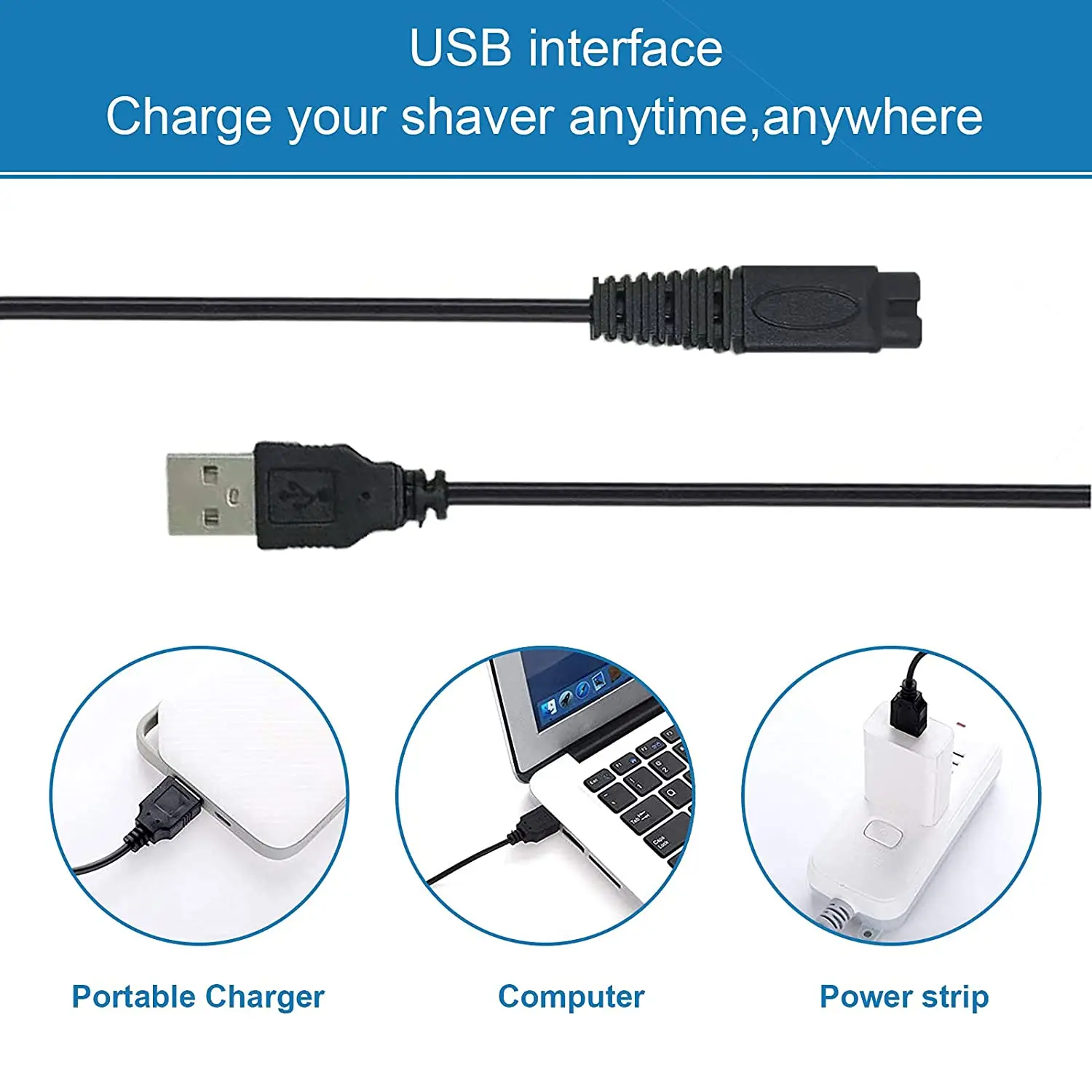 Shaver USB Charging for Microtouch Solo Men's Rechargeable Full Body Hair Trimmer Solo Razor Charger Shaver Charger Cord