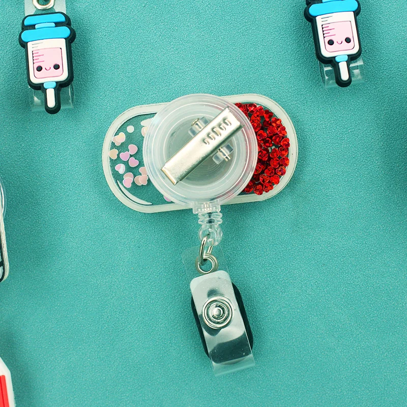 New Shiny Medical Supplies Doctor Nurse Style Rotate Clip Retractable Badge Reel Card Holder Exhibition Name Card Parts