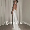 Customized Love Sexy Halter Soft Stain Meimaid Open Back Wedding Dress Simple Floor Length Sleeveless High Neck Robe de mariée 2