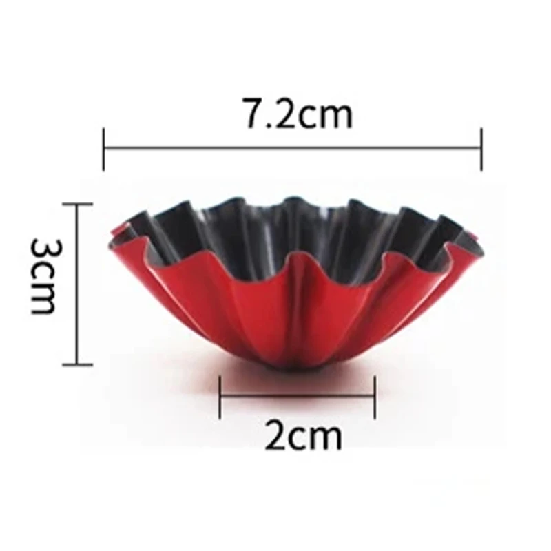 6Pcs Carbon Steel Egg Tart Molds Mini Tart Pie Pan Fluted Design Cupcake Baking Mold Non-Stick Quiche Flan Pan Muffin Baking Cup