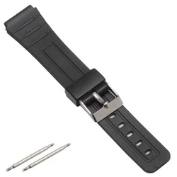 Black Resin Watch Strap with Metal Buckle - 18mm Replacement Band - 16mm (Black Silver)