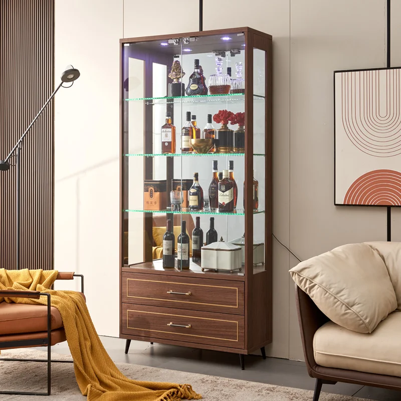 

Wine cabinet living room against the wall Modern simple glass display cabinet Decorative cabinet Red wine cabinet Double door Ne