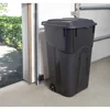 32 Gallon Heavy Duty Wheeled Plastic Garbage Can Attached Lid Black Transport Waste Indoor Outdoor Household Commercial Smooth 2