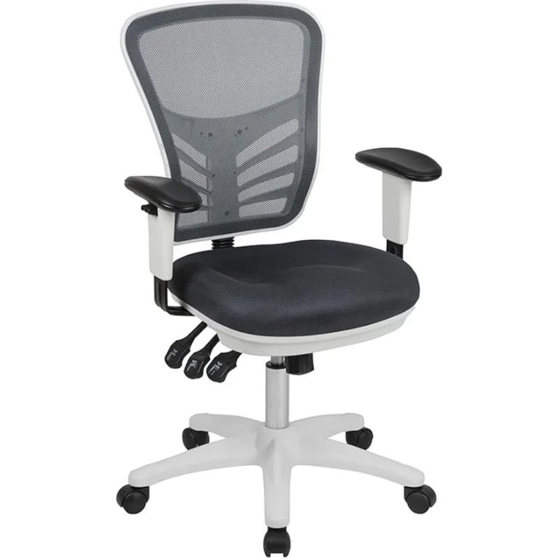 

Flash Furniture Nicholas Mid-Back Dark Gray Mesh Multifunction Executive Swivel Ergonomic Office Chair