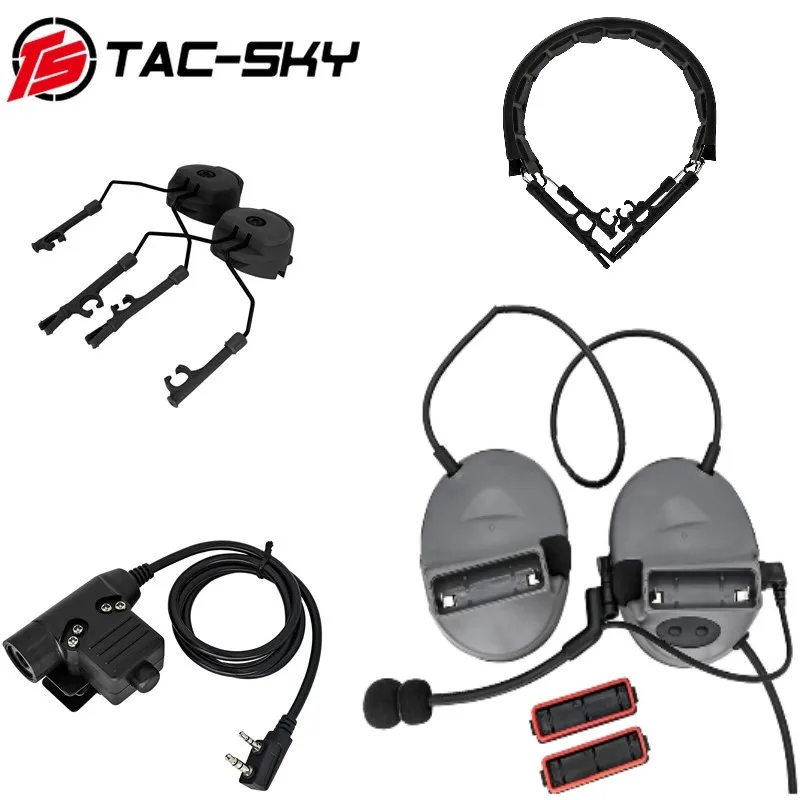 TAC-SKY Tactical Noise Reduction Shooting Headset COMTAC II Headset & tactical PTT U94 PTT&ARC Helmet Track Comtac Bracket