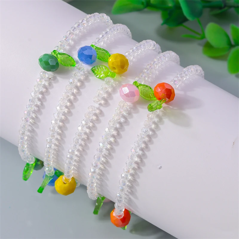 Mode handgemachte Perlen Frucht elastisches Armband für Frauen Mädchen Party Urlaub Schmuck Geschenke