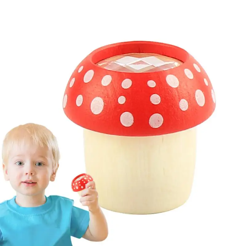 

Mushroom Kaleidoscope Cute Mushroom Kaleidoscope Natural Wood Toddler Kaleidoscope Portable Kids Telescope Retro Toys