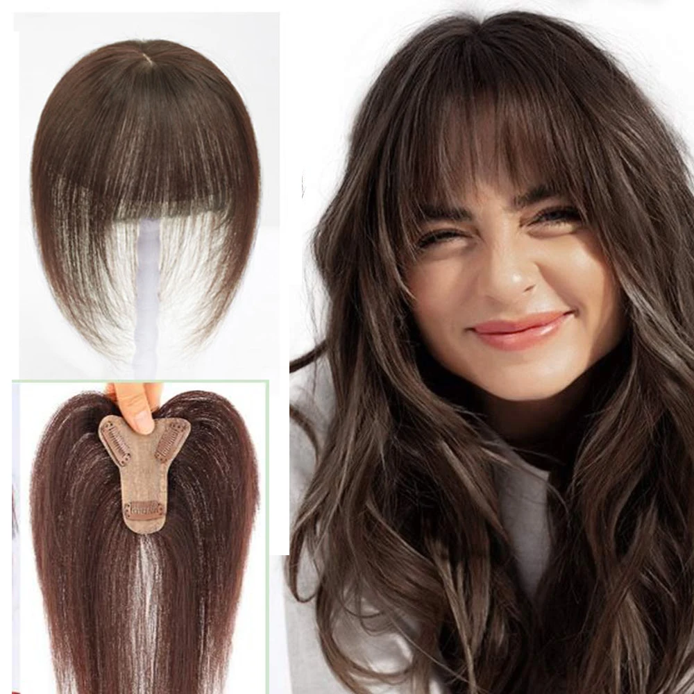 12 Inch European Hair Virgin Human Hair Topper With Full Bangs For