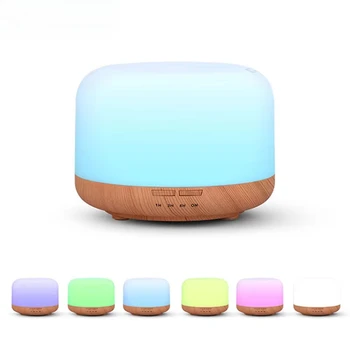 500ML USB Wood Grain Aroma Diffuser, Air Humidifier with Colorful Night Lights, Essential Oil Diffuser, Mini Humidifier For Home 1