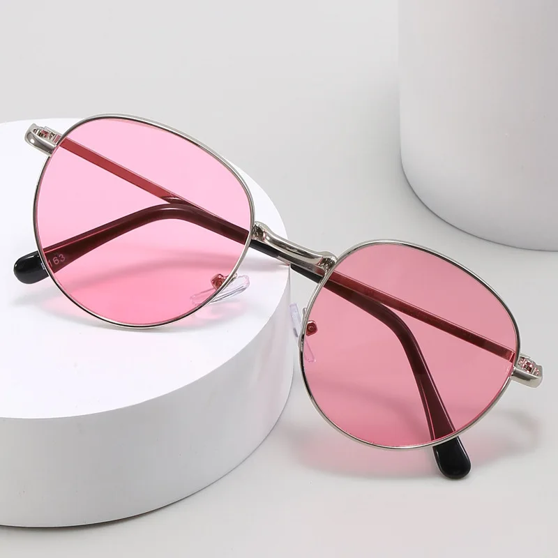 New Straight Metal Sunglasses Boys And Girls, Small Oval Children's Glasses For Babies