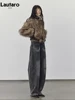 Lautaro Autumn Winter Short Warm Thick Hairy Shaggy Patchwork Faux Raccoon Dog Fur Coat Women Zipper Luxury Fluffy Jacket 2024 2