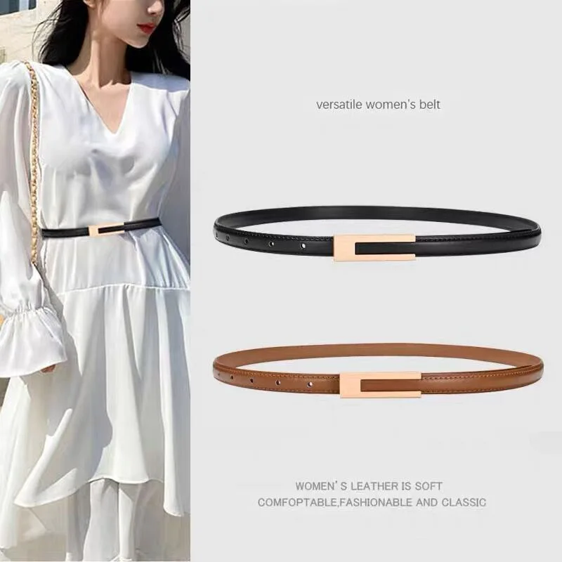 

Belt for Women Black Waist Belt Luxury Retro Classic Versatile Small Belt Matching Skirt Shirt Suit Slim Design