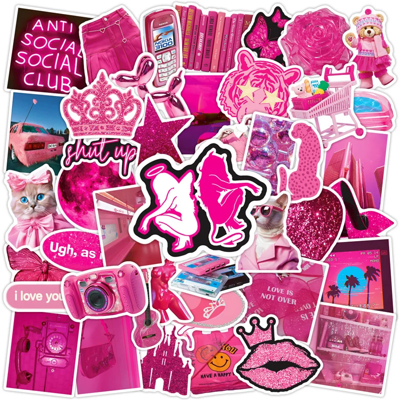 

50Pcs Pink Angel Stickers Kawaii Cartoon Graffiti Stickers for Guitar Cell Phone Fridge Skateboard Aesthetic Waterproof Stickers