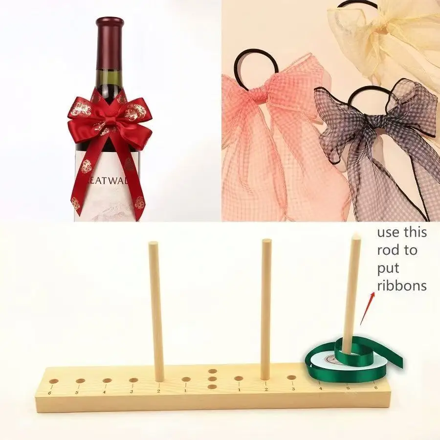 Strumento Esteso per Creare Fiocchi per Ghirlande, Strumento in Legno per Realizzare Fiocchi Fai-da-Te, Fiocchi per Capelli, Corsage, Ghirlande Festive per Decorazioni Natalizie e per Feste - immagine 5