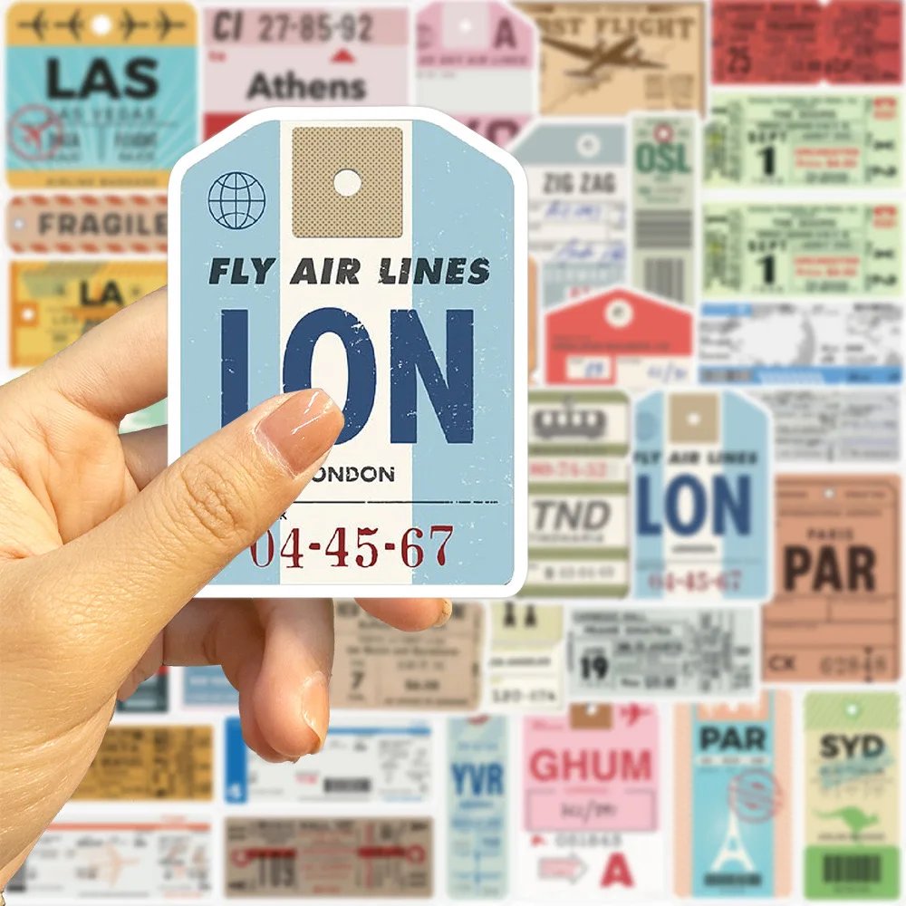 Vintage Boarding Pass Air Tickets Stickers 10/20/40pcs World Travel Decals Toy DIY Luggage Suitcase Car Phone Waterproof Sticker Rivet Nut Decorative Labels Stickers Self Adhesive Stickers Paper Stickers Adhesive Stickers