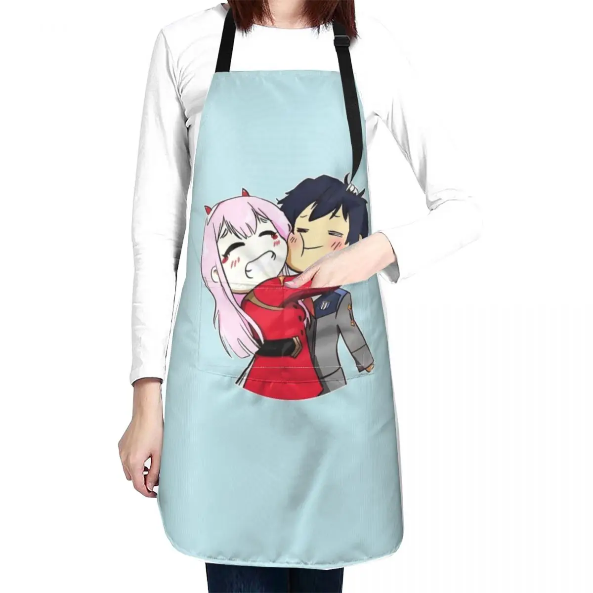 

adorable zero two and hero chiby Apron Cleaning Products For Home manicurist apron