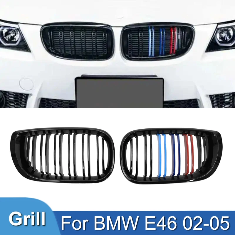 Car Front Bumper Diamond Kidney Grill Grilles For BMW E46 4 Door 4D 3  Series 02-05 Meteor Style Exterior Decoration Accessories - AliExpress