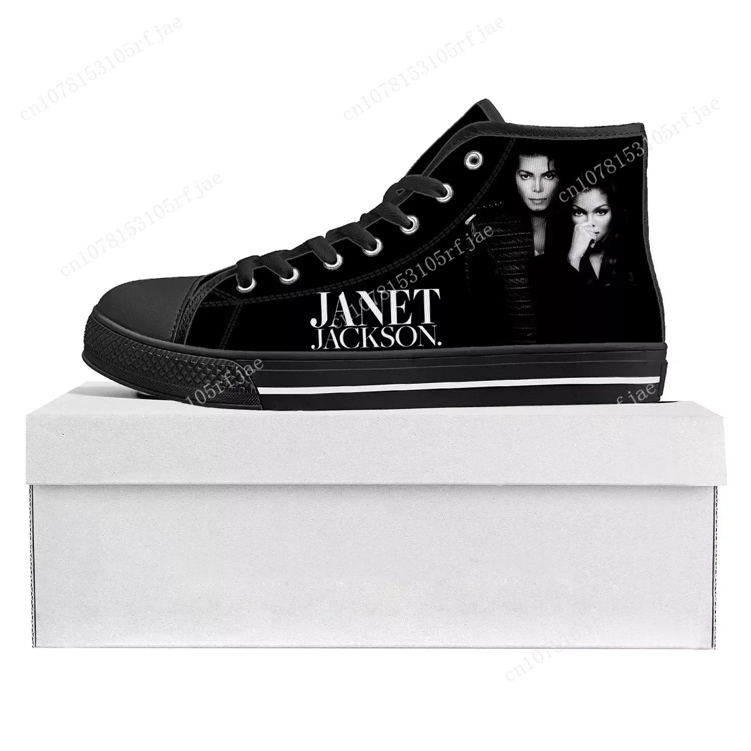 Janet Jackson Singer High Top High Quality Sneakers Mens Womens Teenager Canvas Sneaker Casual Couple Shoes Custom Shoe Black