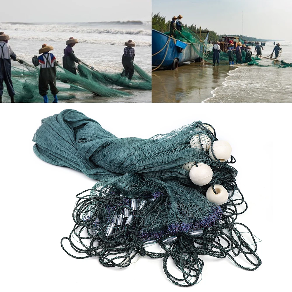 10x65FT Fishing Drag Net Hand Made Beach Seine Bait Seine Nylon Mesh  Olyethylene Fish Net olyethylene Equipped With Floats - AliExpress