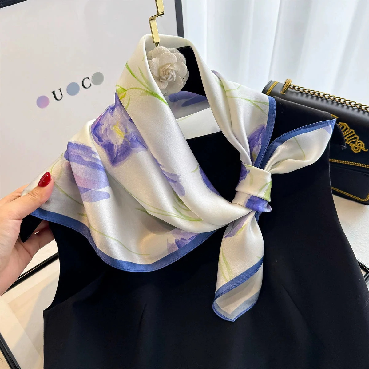 100% Mulberry Silk Square Scarf for Women