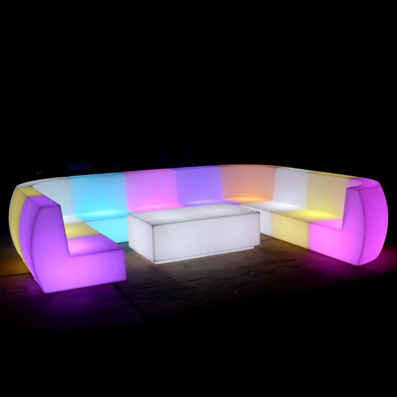 Rechargeable LED Sofa 76*76*72cm Patio Outdoor Furniture Sets Luminous Garden Chair PE Plastic Glow Stools Light Up Furniture