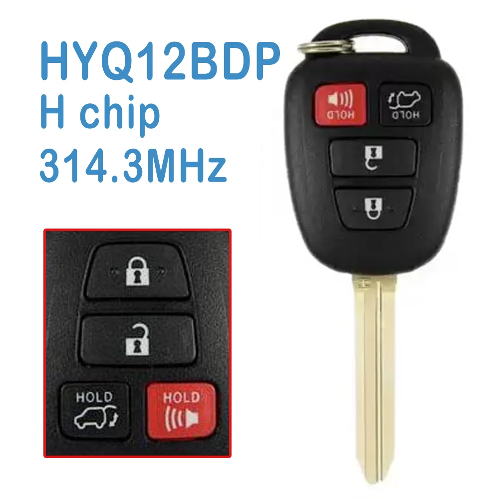 

2 Pcs HYQ12BDP Auto Smart Remote 3+1 Buttons (SUV) Board#: 251451-3470 ASK 314.3MHz H Chip Car Key Fob For Toyota RAV4 2013-2019