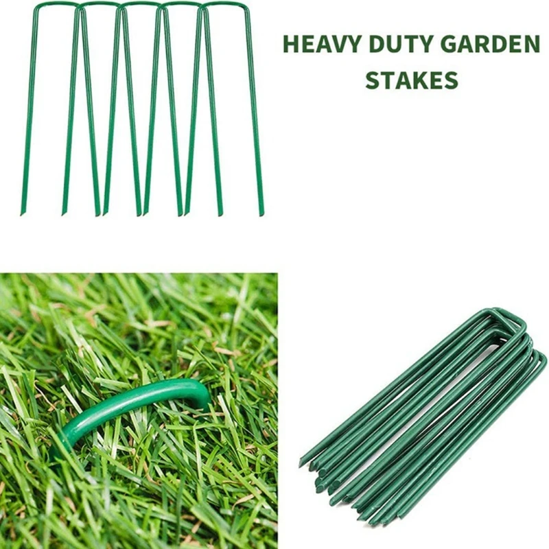 10x Garden Stakes Galvanized Landscape for Staples Heavy Duty Sod Pins for Weed Barrier Fabric Ground Irrigation Tubing