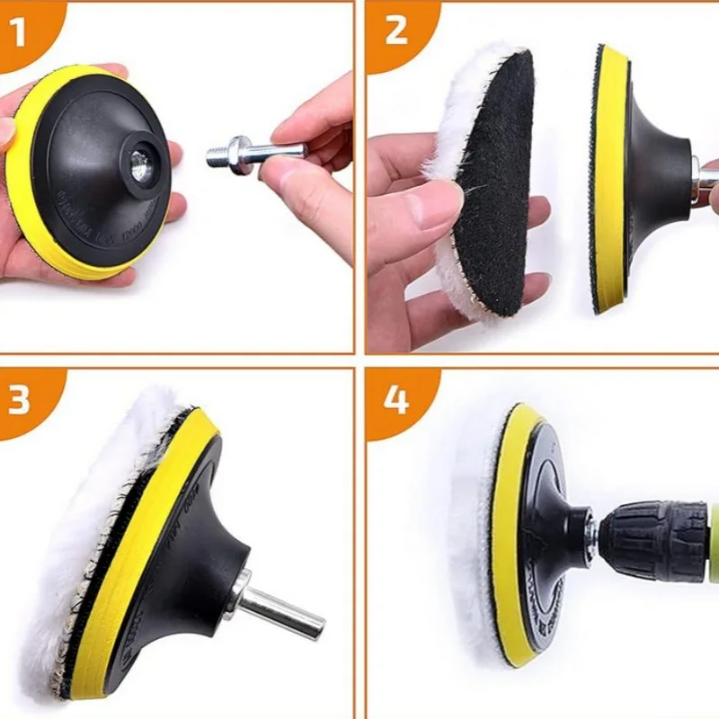 2-12Pcs M14 Wool Felt Polishing Pad Set 3/4/5/6/7Inch for Car Paint Glass Stainless Steel Repair