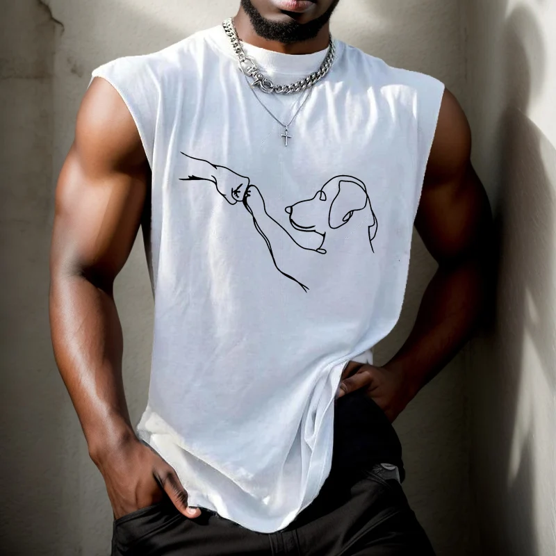 Cute Dog Fist Men's Funny Graphic Oversized Tank Top Sleeveless T Shirt Fitness Tank Top Men Fashion Vest
