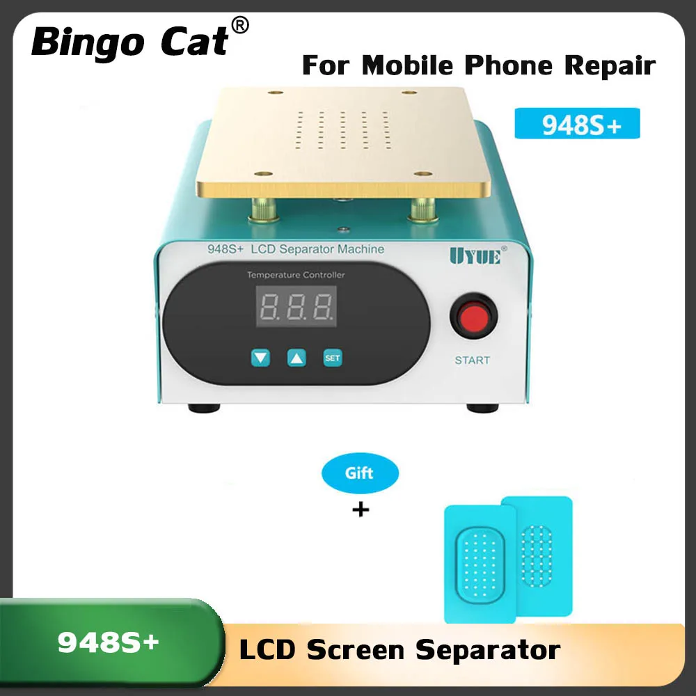 UYUE 948S + LCD 분리기, 휴대폰 터치 스크린 수리, 리퍼비시 내장 진공 펌프, 휴대폰 스크린 이륙 기계 수리 도구