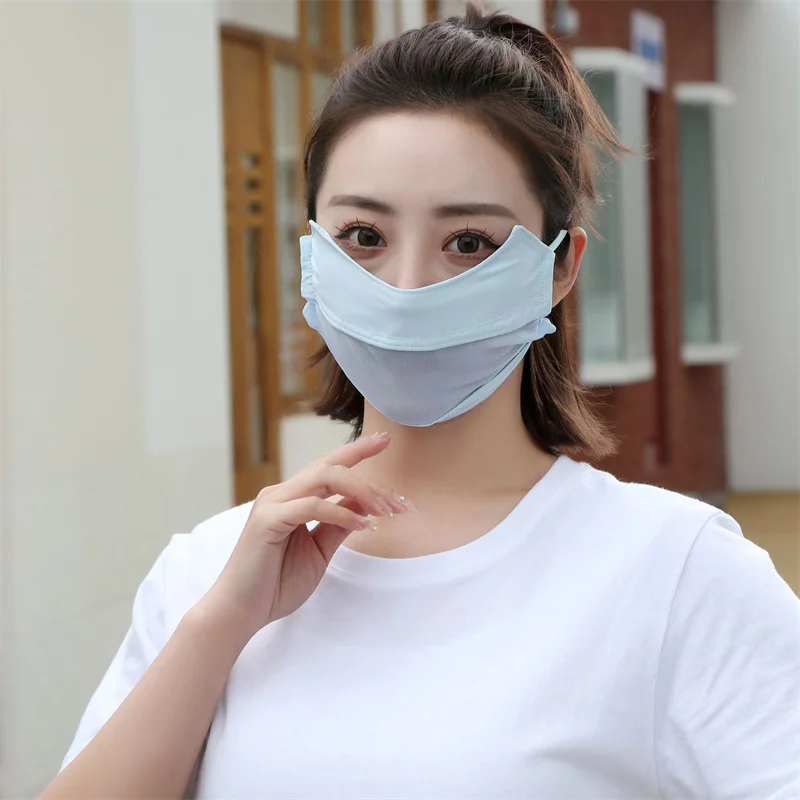 New Sunscreen Mask Traceless for Women Ice Silk Anti-ultraviolet Summer Solid Color Breathable Thin Cover Face Unisex