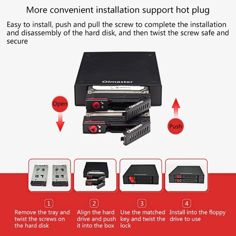 OImaster 4-Bay 2.5 Inch SATA HDD SSD Mobile Rack Internal Enclosure Description Image.