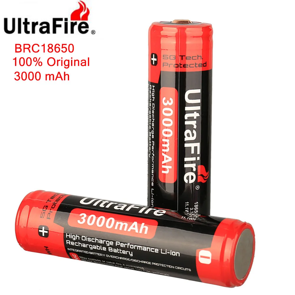 

Ultrafire 100% New Original 18650 Battery With PCB 3.7V 3000mAh Li-ion Rechargeable Battery For Flashlight Batteries