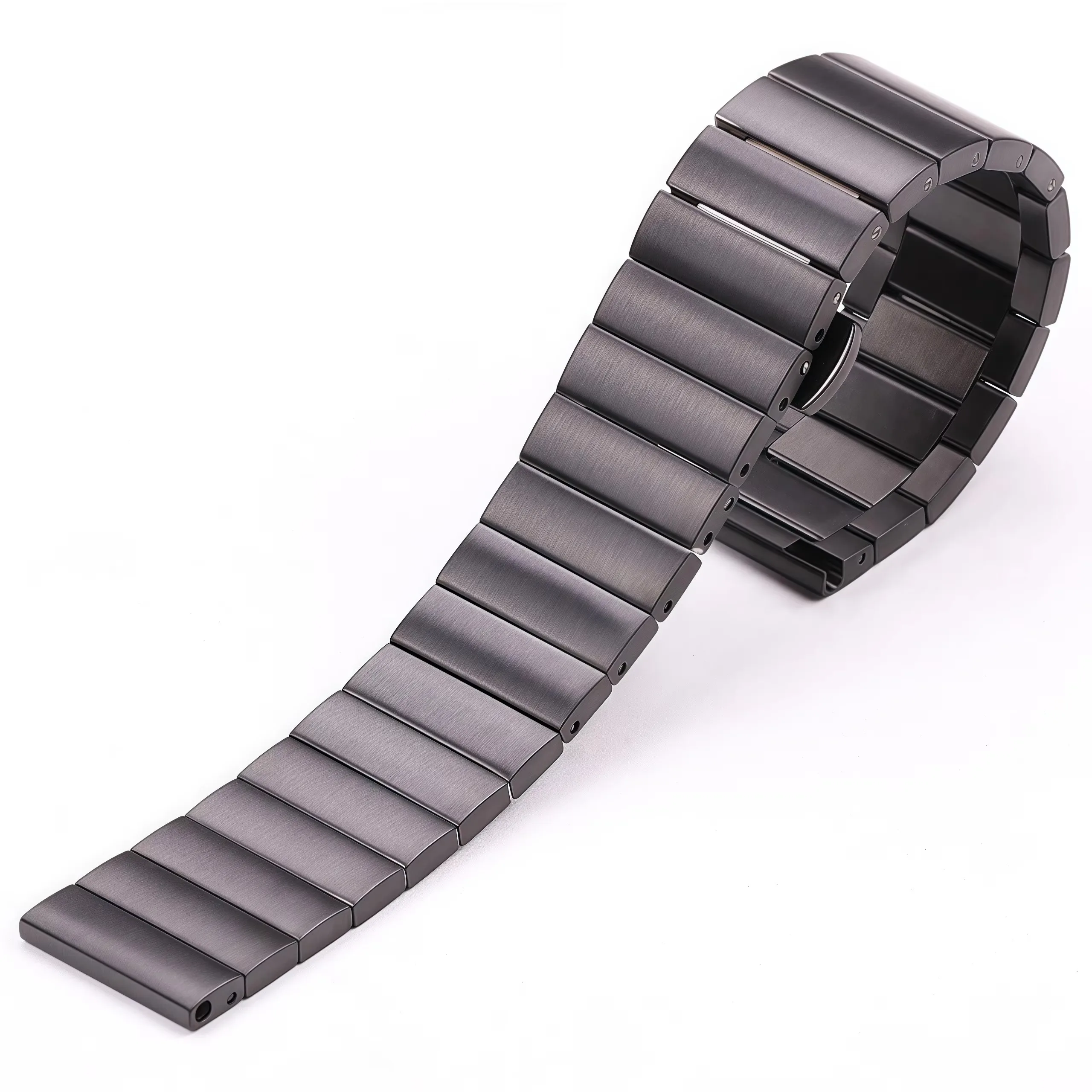 Elegant Solid Stainless Steel Sports Watch Strap in Silver and Black with Easy Quick Release Adjustment
