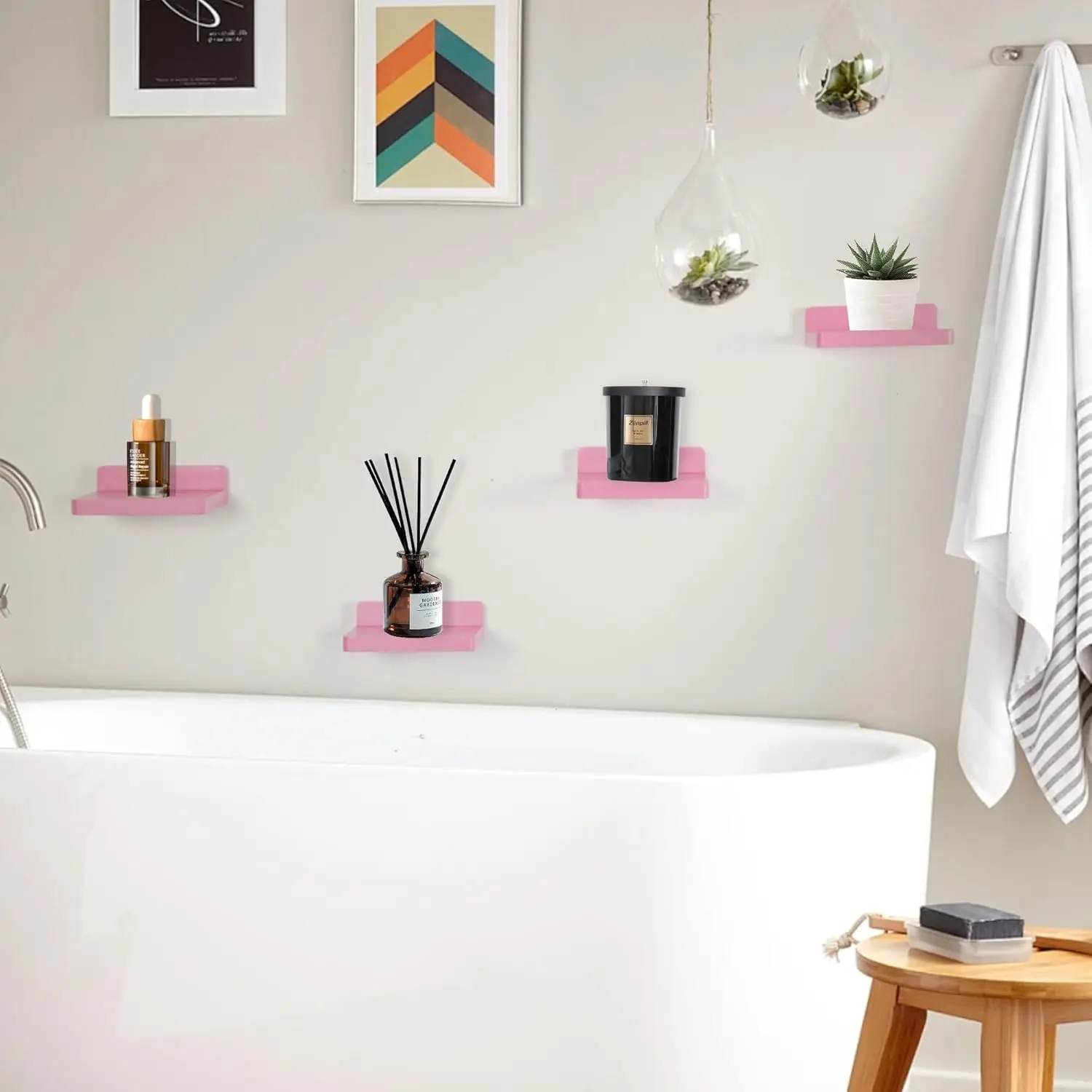 Small Floating Shelves for Wall Square Wood Shelves for Bedroom, Living Room, Bathroom, Kitchen, Office Decor Set of 3 2