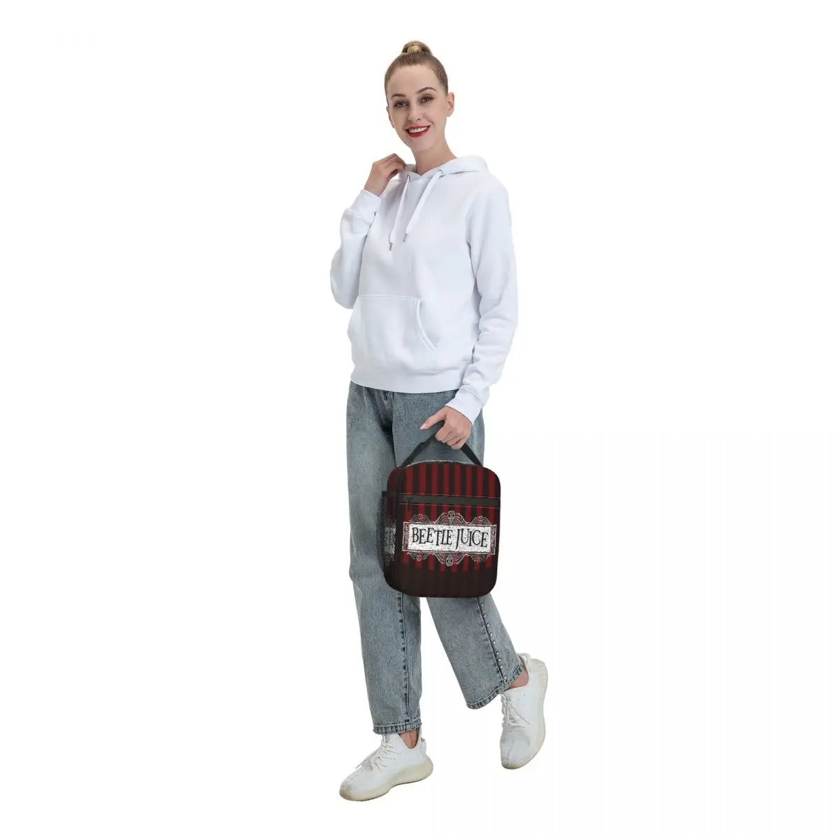 Custom Tim Burton Beetlejuice Lunch Bag Men Women Cooler Thermal Insulated Lunch Box for Adult Office