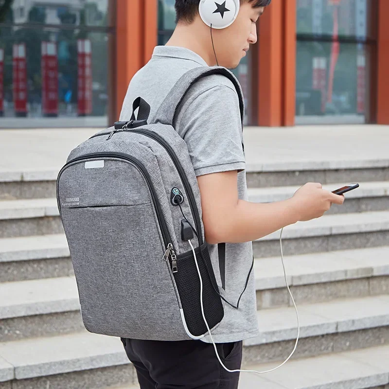 Men's Business Backpacks Wear-resistant Urban Bagpack for Laptop 15.6 Inch Multifunctional Travel Rucksack with Headphone Jack