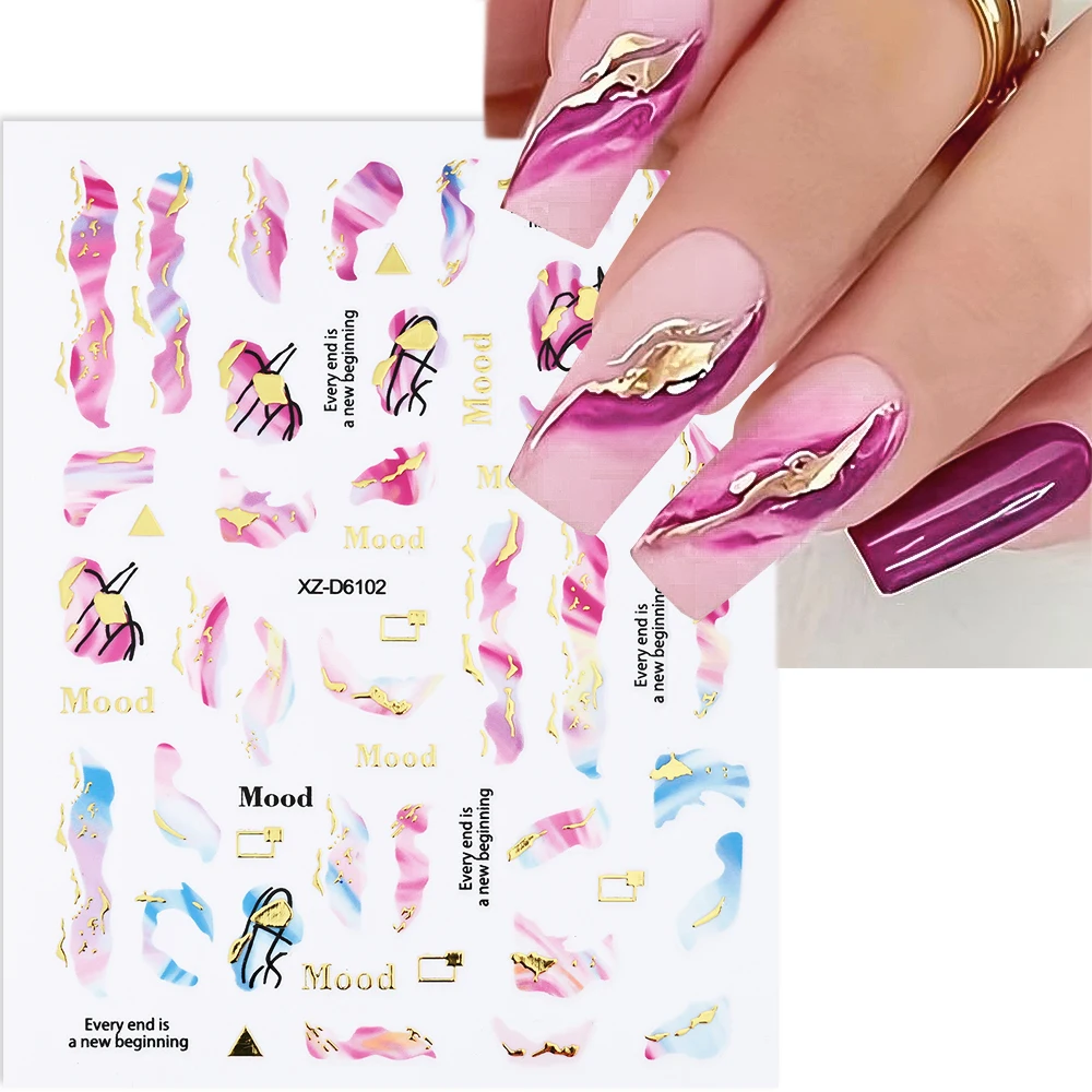 French Gradient Nail Sticker 3D - Crescent Design Nail Decal & Manicure Guide