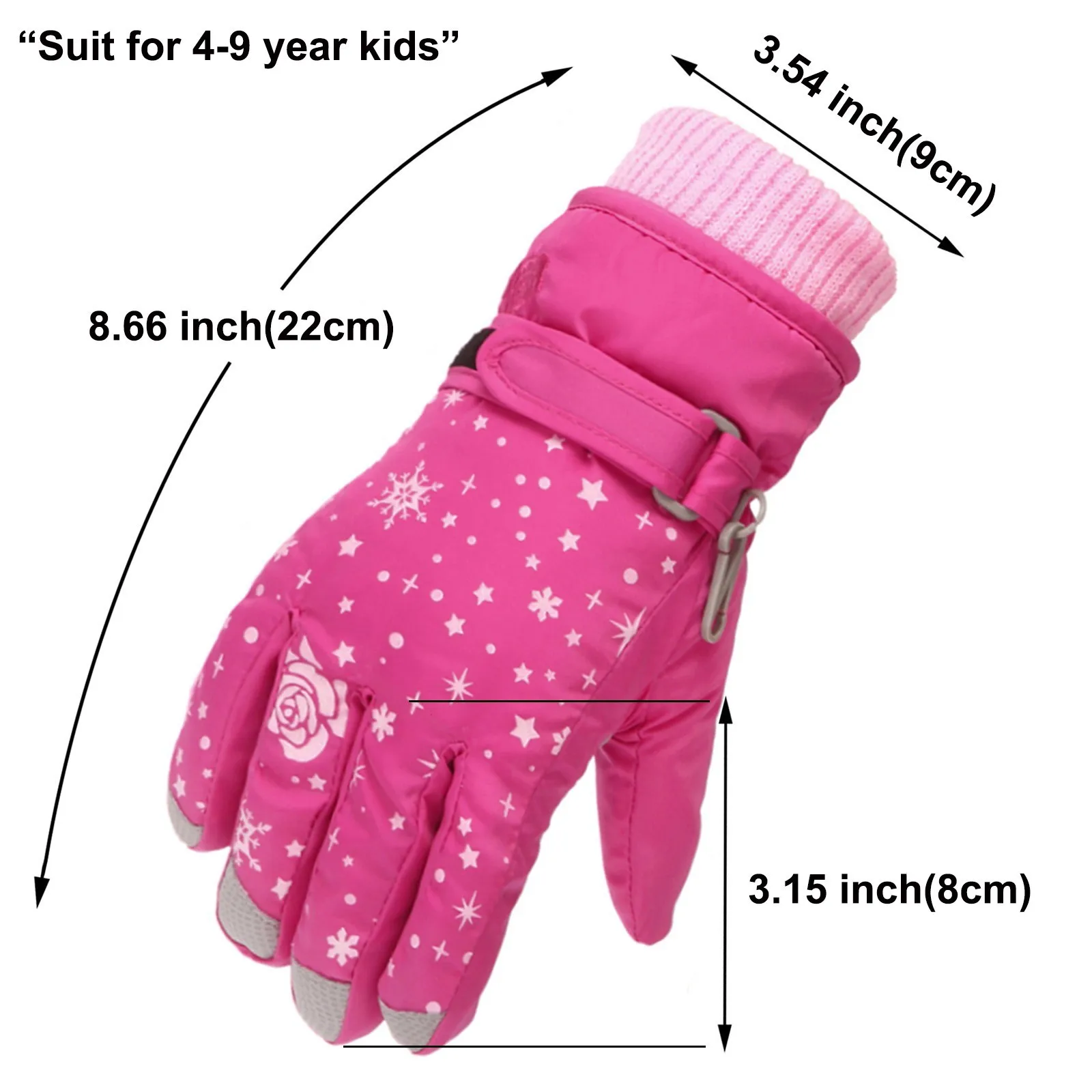 Winter Outdoor Kids Children Ski Gloves Girls Gloves Warm Snow Skating Snowboarding Windproof Warm Ski For 4-8 Years Old