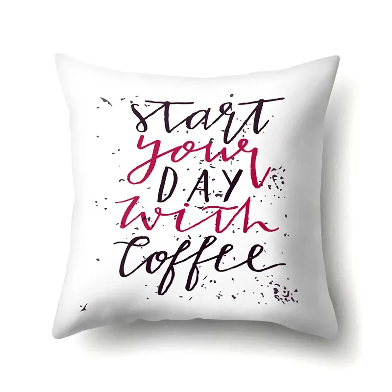 Cartoon Cushion Cover Letter Pillow Case Polyester Pillow Cover Throw Pillows for Living Room Sofa Lumbar Pillow Square 45x45cm 6