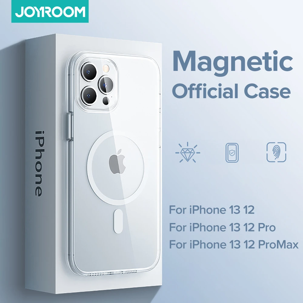 Joyroom Magnetic Case For iPhone 13 12 Pro Max Transparent Cover For iPhone 13 Pro Max Case Wireless Charger Magnet Back Cover phone carrying case