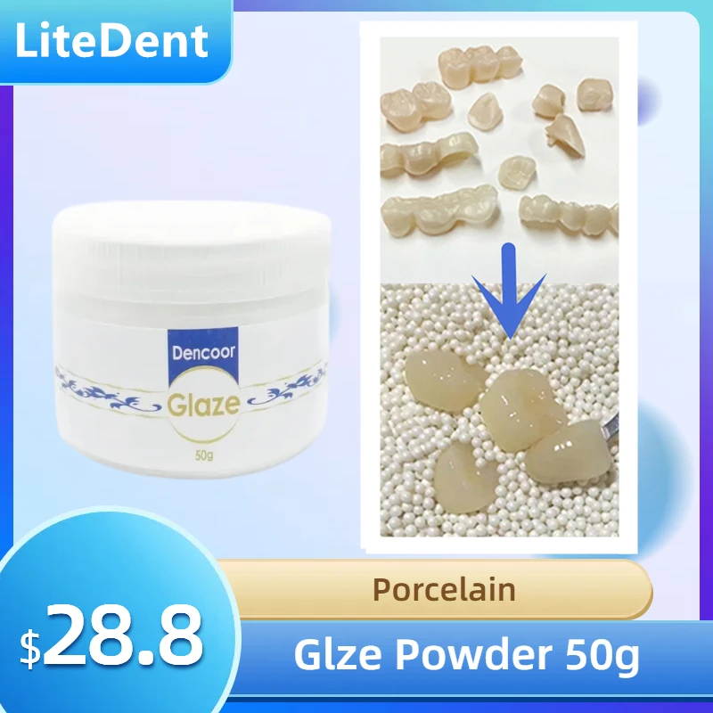 Polvo de porcelana para glaseado de dientes dentales, líquido de esmalte de 100ml, uso en técnico de laboratorio Dental, 50g, 1 botella